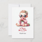 ストロベリーガールベリースイートベビーシャワー サンキューカード (正面)