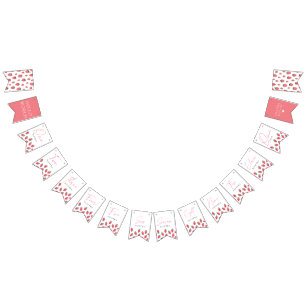 ストロベリーガールベリーファースト誕生日マイルストーン バンティングフラッグ