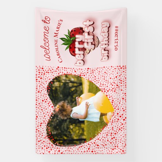 ストロベリーガールベリー第1期誕生日の写真 横断幕 (縦)