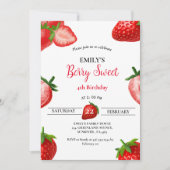 ストロベリーガール任意の誕生日| Berry Sweet 招待状 (正面)