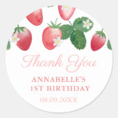 ストロベリーガール誕生日パーティーお願い ラウンドシール (正面)