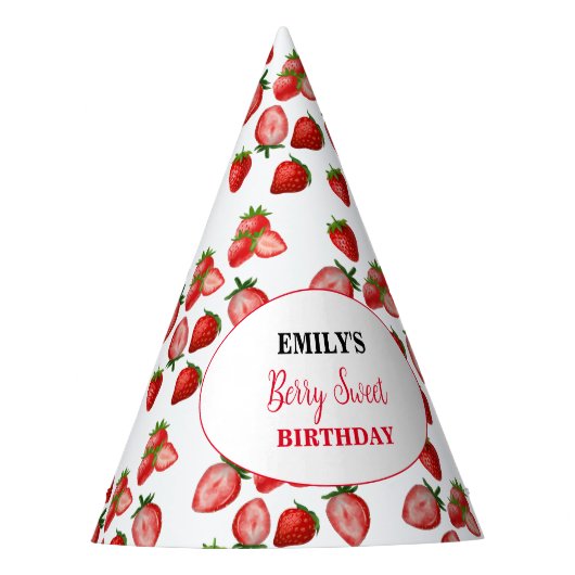 ストロベリーガール誕生日パーティーパーティー| Berry Sweet パーティーハット (正面)