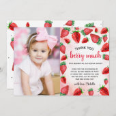 ストロベリーガール誕生日ベリーマティサンキューカード 招待状 (正面/裏面)