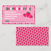 ストロベリーガール赤ちゃんシャワーおむつラッフルチケット エンクロージャーカード (正面/裏面)