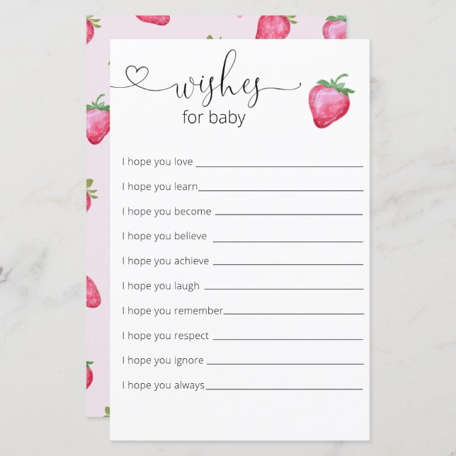 ストロベリーガール赤ちゃんシャワーベビー (正面/裏面)