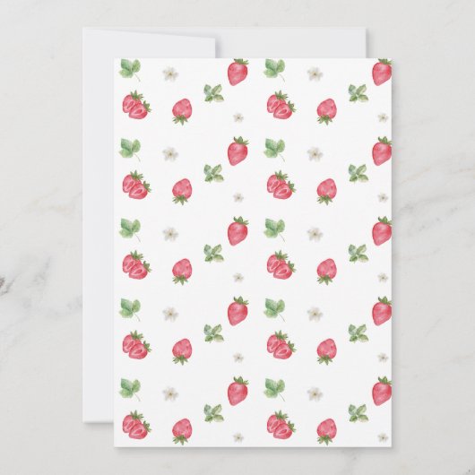 ストロベリーガール赤ちゃんシャワー水色 招待状 (裏面)