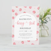 ストロベリーガール1stバースデーベリーファースト誕生日 招待状 (スタンド正面)