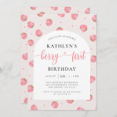 ストロベリーガール1stバースデーベリーファースト誕生日 招待状 (正面/裏面)