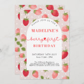 ストロベリーガール1st誕生日 招待状 (正面/裏面)