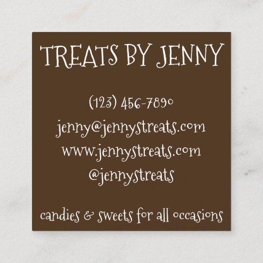 ストロベリーキャンディースイーツショコラティエ菓子 スクエア名刺 (裏面)