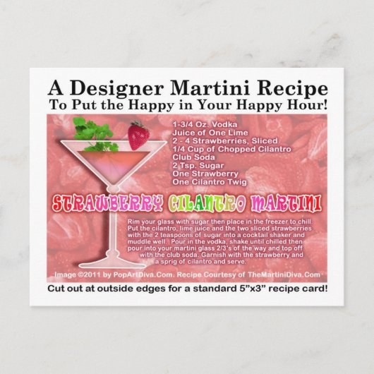 ストロベリーキラントロマルティーニレシピはがき ポストカード (正面)