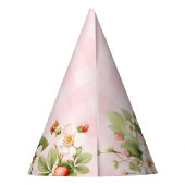 ストロベリーギンガムピンクの誕生日パーティーハット パーティーハット (裏面)