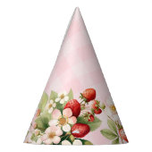 ストロベリーギンガムピンクの誕生日パーティーハット パーティーハット (左)