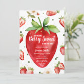 ストロベリーギンガムベリースイートガールベビーシャワー 招待状 (スタンド正面)