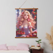 ストロベリークイーンウッドトップウォールタペストリー 吊り下げ型タペストリー (寝室)