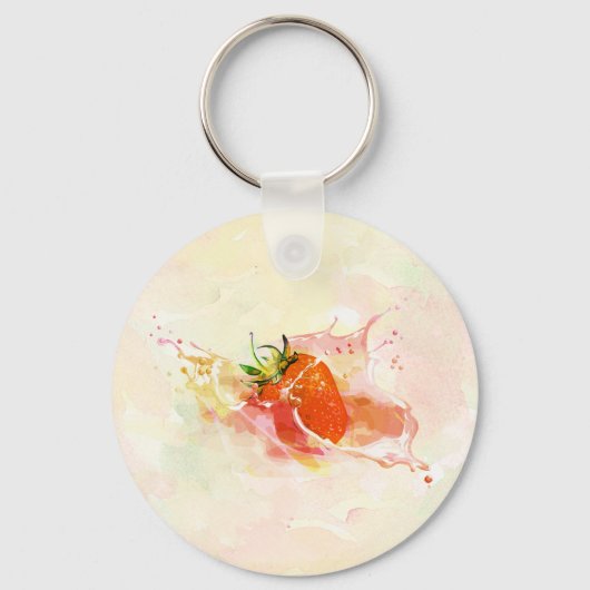 ストロベリークリームスプラッシュ!水彩画 キーホルダー (正面)