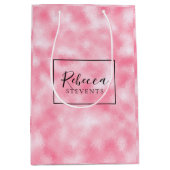 ストロベリークリームフェイクグリッターモノグラム ミディアムペーパーバッグ (正面)