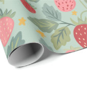 ストロベリーグリーン植物包み紙 ラッピングペーパー (ロールコーナー)