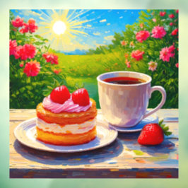 ストロベリーケーキとコーヒーディライト ウィンドウサイン