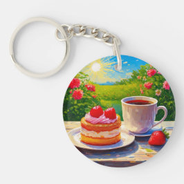 ストロベリーケーキとコーヒーディライト キーホルダー