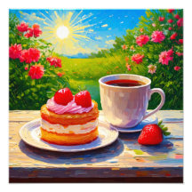 ストロベリーケーキとコーヒーディライト