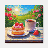 ストロベリーケーキとコーヒーディライト マグネット (正面)