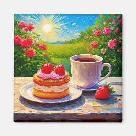 ストロベリーケーキとコーヒーディライト マグネット