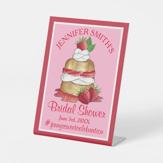 ストロベリーケーキショートケーキブライダルシャワー誕生日 台座サイン (正面)