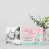 ストロベリーケーキ招待状フォトカード (スタンド正面)