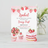 ストロベリーケーキ誕生日 招待状 (スタンド正面)