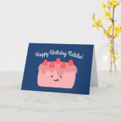 ストロベリーケーキ |ハッピーバースデーあいさつ文 カード (黄色い花)