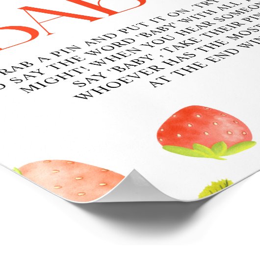 ストロベリーゲームベビー甘いシャワーと言わない ポスター (角)