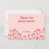 ストロベリーコケお洒落ットボーガールズ誕生日 サンキューカード (正面)