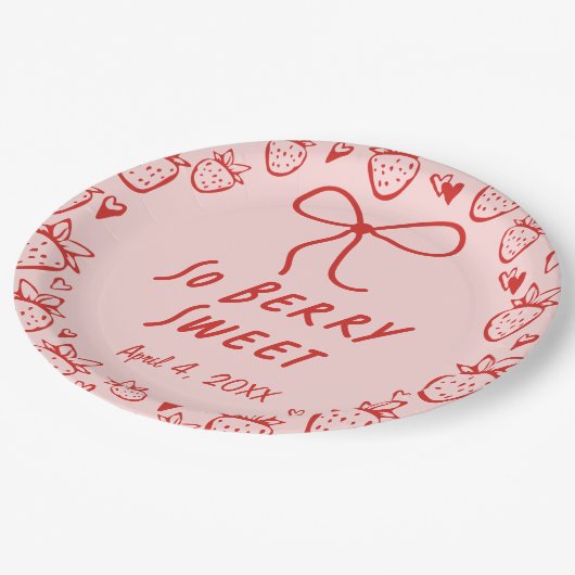 ストロベリーコケお洒落ットボーガールズ誕生日 ペーパープレート (アングル)