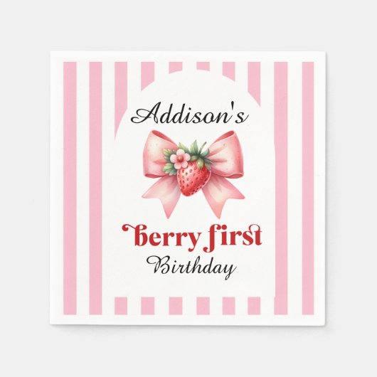 ストロベリーコケット第1バースデーパーティー スタンダードカクテルナプキン (正面)