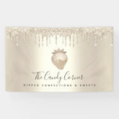 ストロベリーコンフェクションスイーツ金ゴールドグリッタードリップ 横断幕 (横)