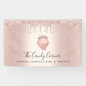 ストロベリーコンフェクションバラ金ゴールドグリッタードリップスシック 横断幕 (横)