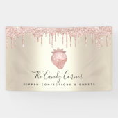 ストロベリーコンフェクションピンクグリッタードリップス金ゴールドシック 横断幕 (横)