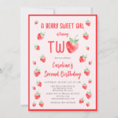 ストロベリーサマーベリースイートセカンドガールバースデー 招待状 (正面)