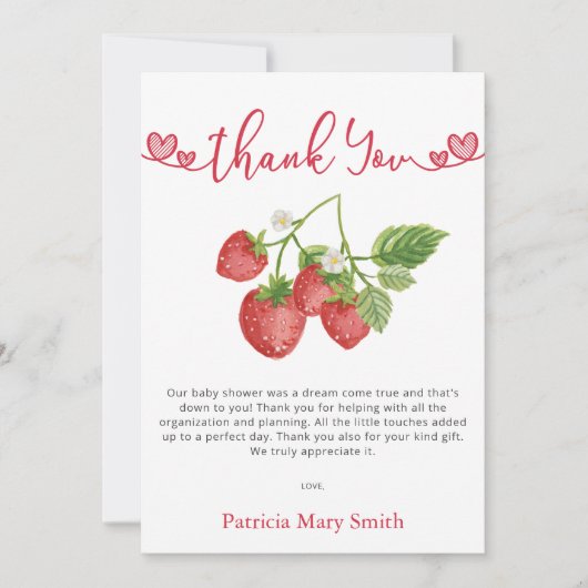 ストロベリーサマーベリースイートベビーシャワー サンキューカード (正面)
