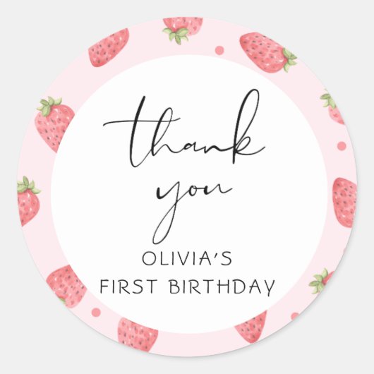 ストロベリーサンキューベリーペアギフトラベル ラウンドシール (正面)