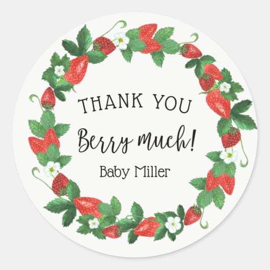 ストロベリーサンキューベリーマティメッセージカード ラウンドシール (正面)