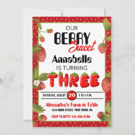 ストロベリーサードバースデーパーティーへの招待 招待状