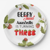 ストロベリーサード誕生日 ペーパープレート (正面)