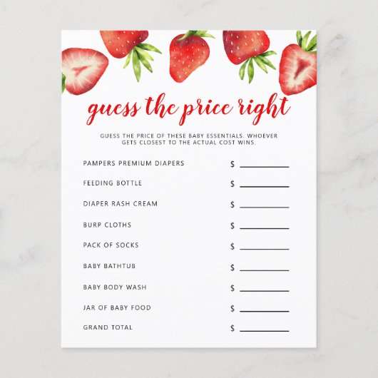 ストロベリーザ価格右ベビーシャワーゲーム (正面)