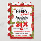 ストロベリーシックスバースデーパーティーの招待状 招待状 (正面/裏面)