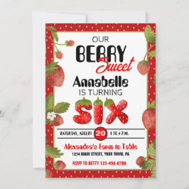 ストロベリーシックスバースデーパーティーの招待状 招待状