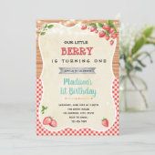 ストロベリーシャワー誕生日パーティーの招待状 招待状 (スタンド正面)