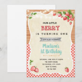 ストロベリーシャワー誕生日パーティーの招待状 招待状 (正面/裏面)