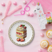 ストロベリーショートケーキイチゴのスライス ペーパープレート (パーティー)